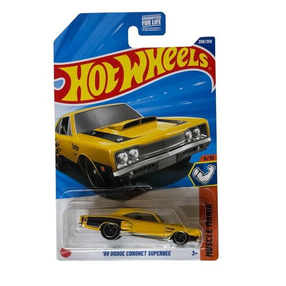 Hot Wheels 69 Dodge Coronet Superbee Yellow Black Muscle Mania 208/250 2024 - Picture 1 of 5